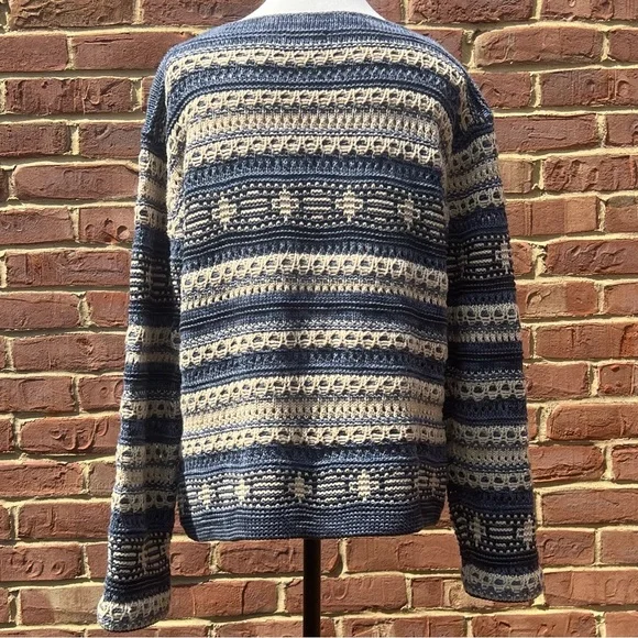 Orvis Women’s Striped Blue & Cream Sweater Sz M Eclectic Grandpa Cabincore Cozy - Picture 6 of 12